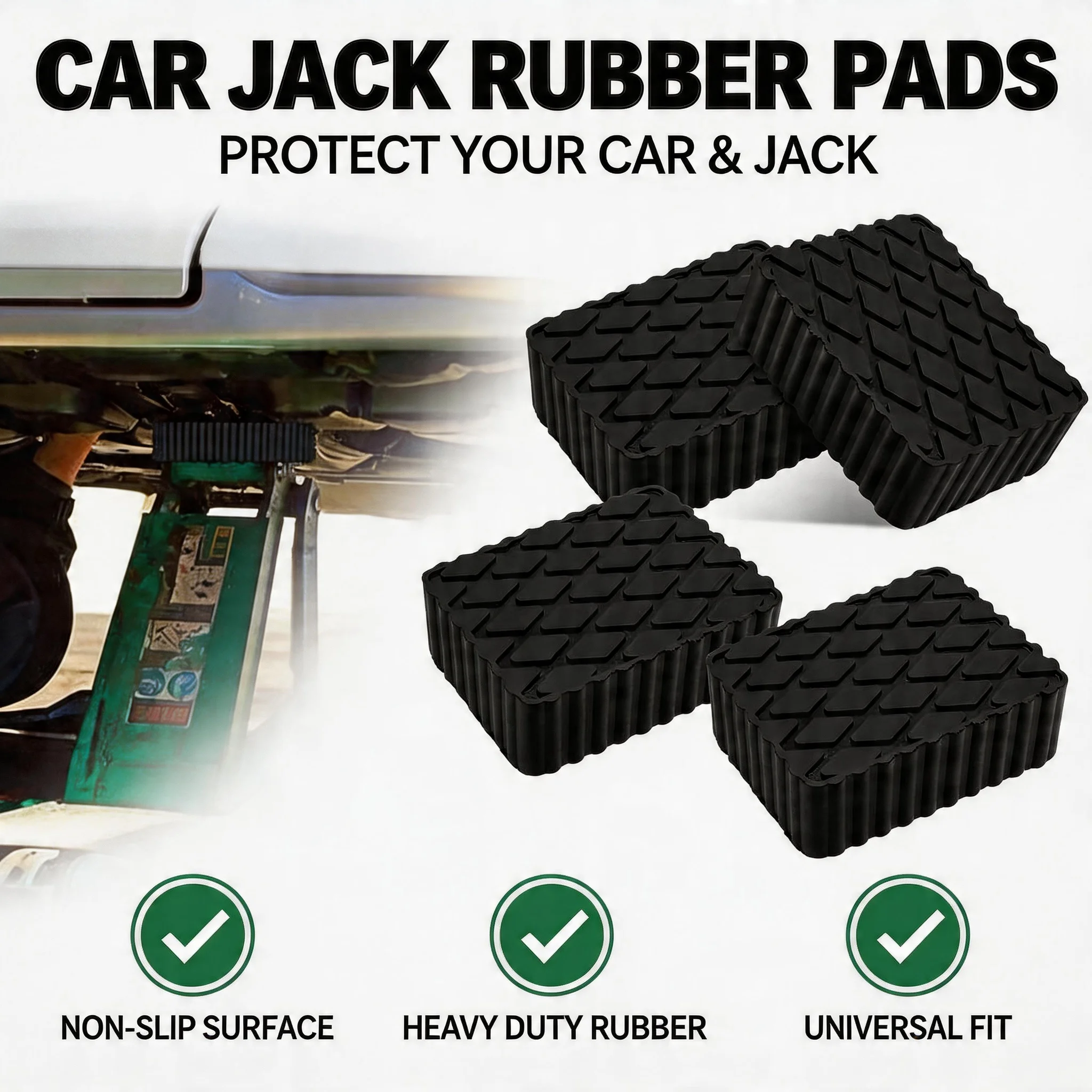 Solid Rubber Lifting Pads Heavy Duty Lifting Blocks Non-Slip Spacers for Car Jacks Anti-Aging Protector for Jack and Racks
Solid Rubber Lifting Pads Heavy Duty Lifting Blocks Non-Slip Spacers for Car Jacks Anti-Aging Protector for Jack and Racks