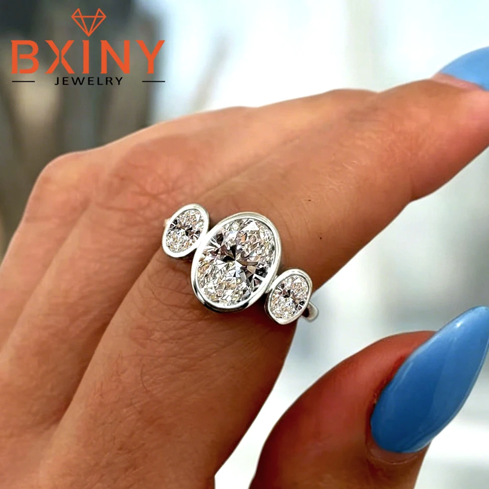 BXINY Bezel Set Oval Cut Moissanite Rings 925 Sterling Silver 3-Stone Diamond For Women Wedding Band Fine Jewelry Gifts With GRA
BXINY Bezel Set Oval Cut Moissanite Rings 925 Sterling Silver 3-Stone Diamond For Women Wedding Band Fine Jewelry Gifts With GRA