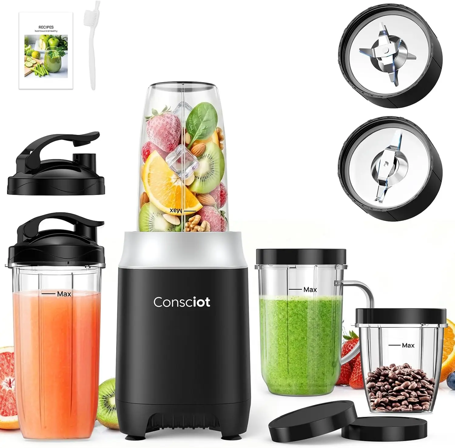 16-in-1 Personal & Countertop Blender Combo, 900W, 4 BPA-Free Cups, Grinder
16-in-1 Personal & Countertop Blender Combo, 900W, 4 BPA-Free Cups, Grinder