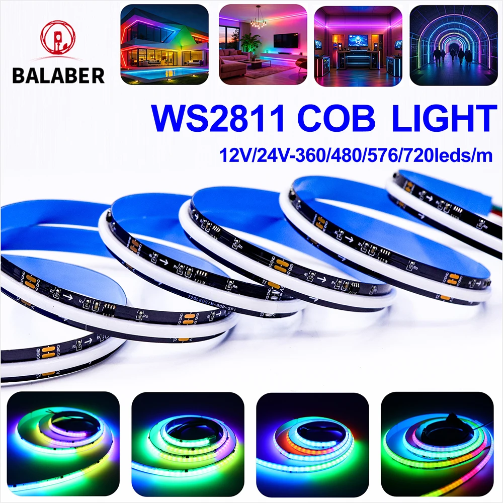 Flexible COB Lights FCOB SPI RGB IC LED Light Strip 720 576 480 360 LEDs WS2811 Addressable Dream Color DC5V12V 24V WS2811 High
Flexible COB Lights FCOB SPI RGB IC LED Light Strip 720 576 480 360 LEDs WS2811 Addressable Dream Color DC5V12V 24V WS2811 High