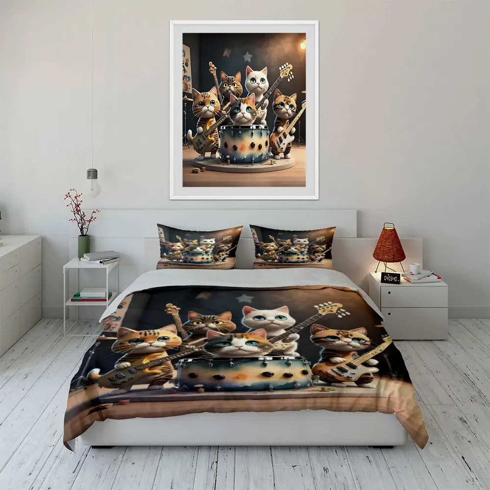 Cat Band Figurine Set - Music Decor Multiple sizes kid's and adults' bedroom Exquisite 3PC bedding set, gift
Cat Band Figurine Set - Music Decor Multiple sizes kid's and adults' bedroom Exquisite 3PC bedding set, gift
