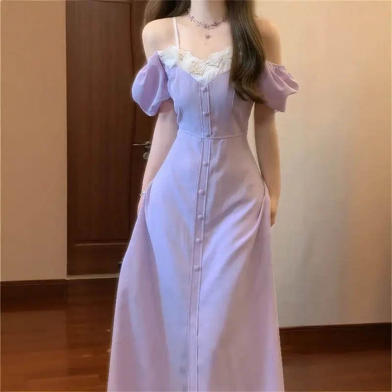 Women's Summer New Style High-End Feeling Waist Cinching Temperament Long Skirt Fragrant Taro Purple Bubble Sleeve Dress
Women's Summer New Style High-End Feeling Waist Cinching Temperament Long Skirt Fragrant Taro Purple Bubble Sleeve Dress