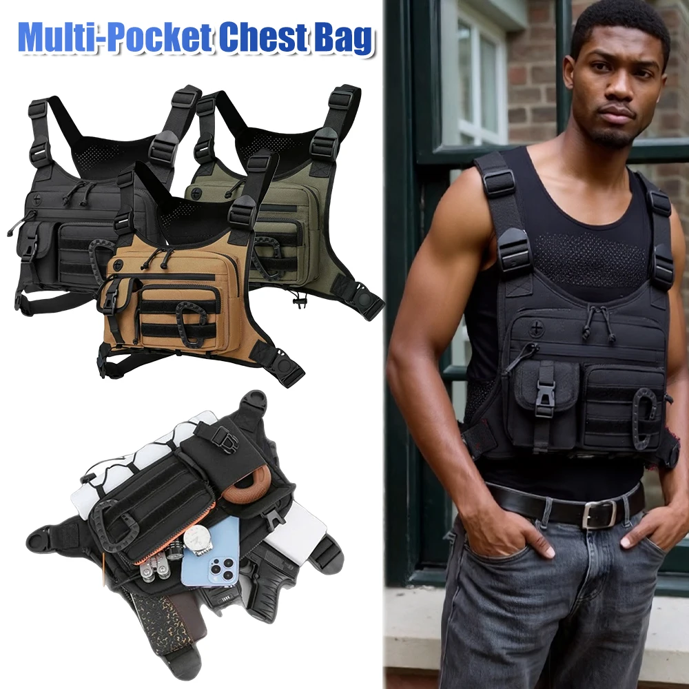 Nylon Vest Chest Bag Men's Front Chest Pack Hunting Bag Anti-Theft Chest Pack Rig for Outdoor Camping Cycling Running Travel
Nylon Vest Chest Bag Men's Front Chest Pack Hunting Bag Anti-Theft Chest Pack Rig for Outdoor Camping Cycling Running Travel