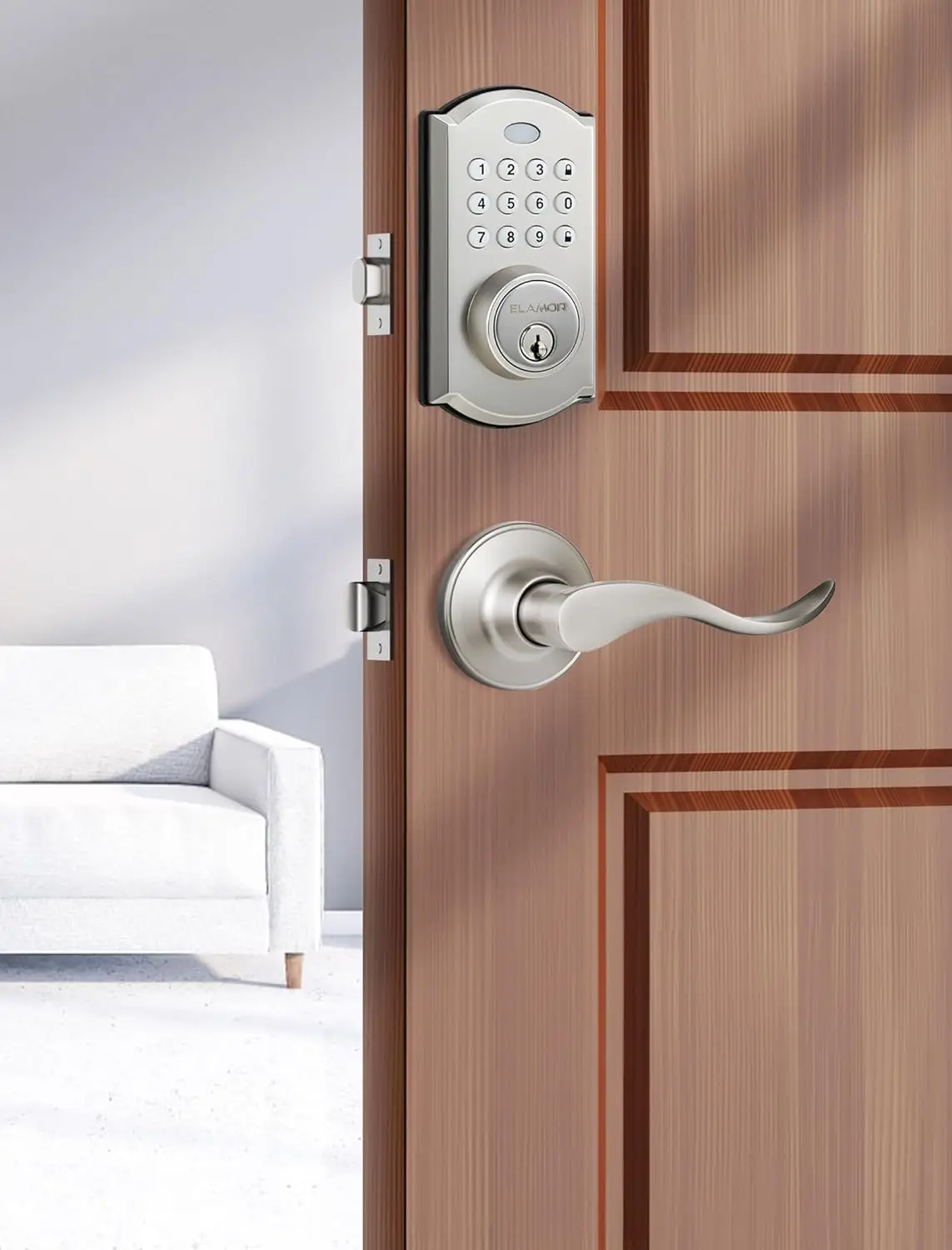 Keyless Door Lock with 2 Handles, Auto Lock, 50 Codes, Easy Install for Front Door, Waterproof, Sand Nickel
Keyless Door Lock with 2 Handles, Auto Lock, 50 Codes, Easy Install for Front Door, Waterproof, Sand Nickel