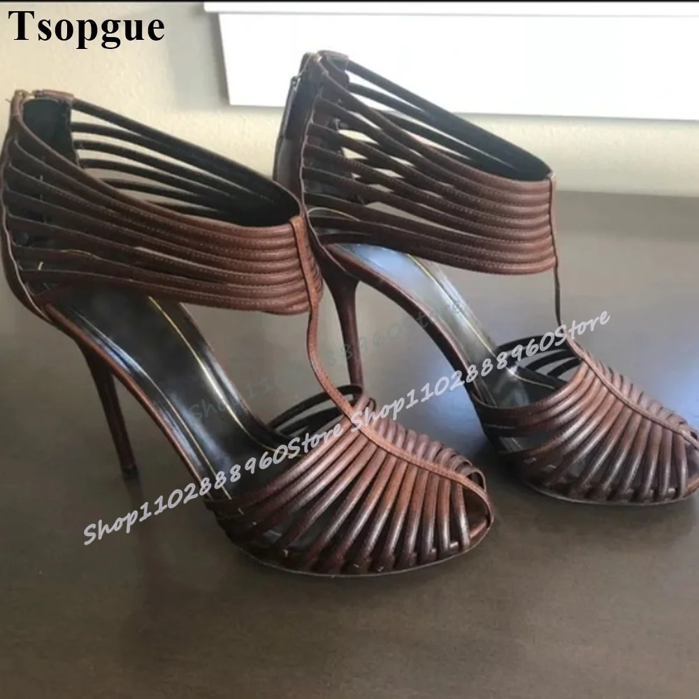 Coffee Color Narrow Strip Sandals Stilettos High Heel Shoes For Women Back Zipper Round Toe Party Gorgeous Casual Women Sandals
Coffee Color Narrow Strip Sandals Stilettos High Heel Shoes For Women Back Zipper Round Toe Party Gorgeous Casual Women Sandals
