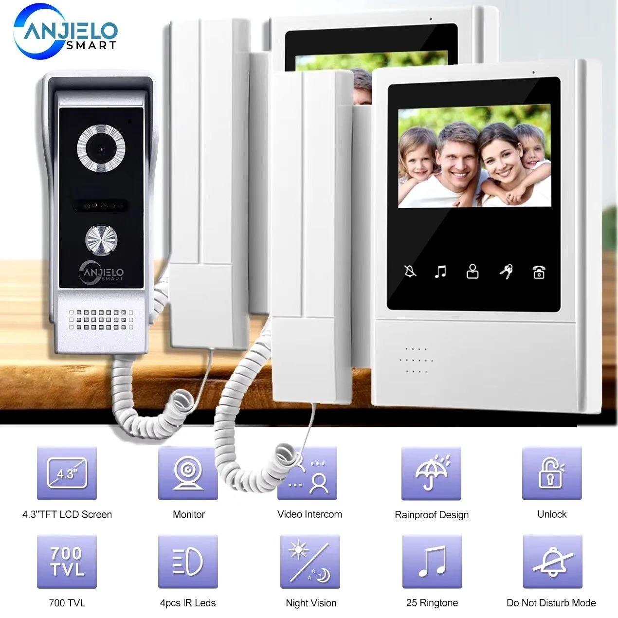 ANJIELO SMART 7" 1080P Wireless Video Doorbell, Tuya App, 50M Range, No Wiring, Night Vision, Motion Detection, IP65
ANJIELO SMART 7" 1080P Wireless Video Doorbell, Tuya App, 50M Range, No Wiring, Night Vision, Motion Detection, IP65
