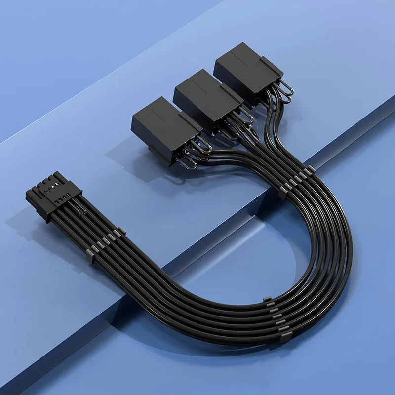 Удлинительный кабель 12vhpwr PCI-e 5,0, 16 Pin до 3x8Pin(6 + 2), Удлинительный кабель с рукавом 16AWG, совместимый с GPU 3090Ti RTX 4080 4090
Удлинительный кабель 12vhpwr PCI-e 5,0, 16 Pin до 3x8Pin(6 + 2), Удлинительный кабель с рукавом 16AWG, совместимый с GPU 3090Ti RTX 4080 4090
