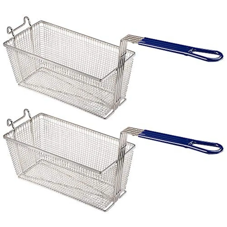 2PCS Deep Fryer Basket With Non-Slip Handle Heavy Duty Nickel Plated Iron Construction 13 1/4" x 6 1/2" x 6" Commercial Use
2PCS Deep Fryer Basket With Non-Slip Handle Heavy Duty Nickel Plated Iron Construction 13 1/4" x 6 1/2" x 6" Commercial Use