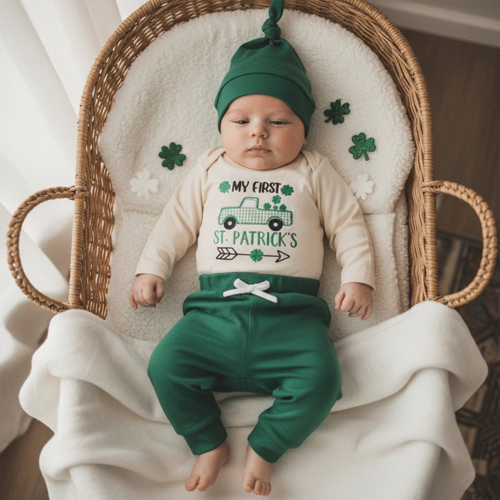 Комплект штанов на День Святого Патрика для маленьких мальчиков, комбинезон с круглым вырезом и вышивкой с длинными рукавами, штаны и шапка, весенне-осенний наряд из 3 предметов
Комплект штанов на День Святого Патрика для маленьких мальчиков, комбинезон с круглым вырезом и вышивкой с длинными рукавами, штаны и шапка, весенне-осенний наряд из 3 предметов