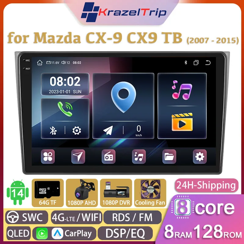 8 Core 4G WIFI Car Radio for Mazda CX-9 CX9 TB 2007 - 2015 Carplay Android Auto GPS Navi 2 Din Autoradio Video Player DSP QLED
8 Core 4G WIFI Car Radio for Mazda CX-9 CX9 TB 2007 - 2015 Carplay Android Auto GPS Navi 2 Din Autoradio Video Player DSP QLED