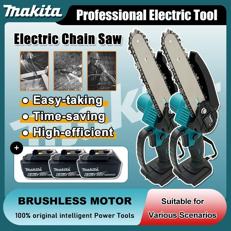 Электрическая цепная пила Makita 6 дюймов, ручная портативная пила для распиловки древесины, садовый инструмент для обрезки деревьев, работающий от аккумулятора 18В
Электрическая цепная пила Makita 6 дюймов, ручная портативная пила для распиловки древесины, садовый инструмент для обрезки деревьев, работающий от аккумулятора 18В