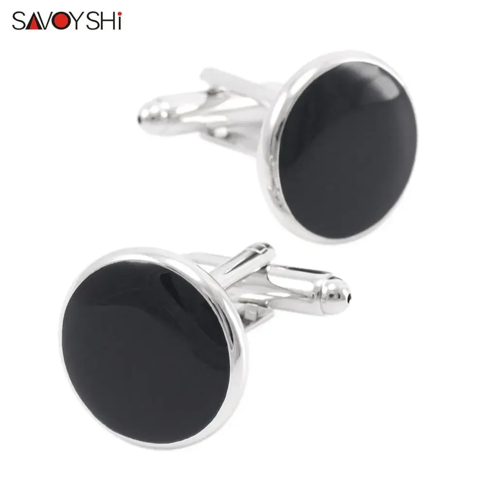 SAVOYSHI Fashion Round Silver color Cufflinks for Mens French shirt High Quality Black Enamel Cuff link Father Gift Male Jewelry
SAVOYSHI Fashion Round Silver color Cufflinks for Mens French shirt High Quality Black Enamel Cuff link Father Gift Male Jewelry