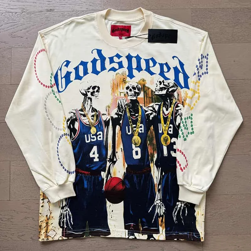 25SS Hip Hop Trendy Godspeed T-shirt Streetwear Y2K Graphic Top Men Retro Skull Print Oversized Punk Casual Long Sleeve
25SS Hip Hop Trendy Godspeed T-shirt Streetwear Y2K Graphic Top Men Retro Skull Print Oversized Punk Casual Long Sleeve
