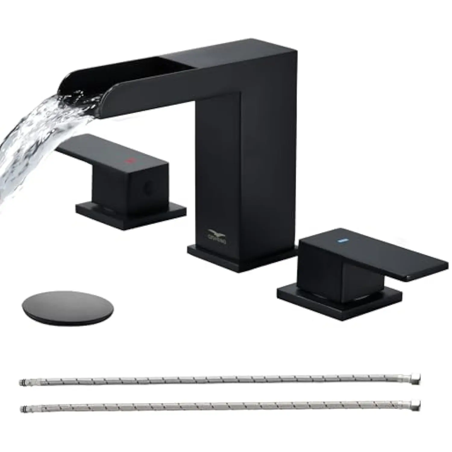 Matte Black Bathroom Faucets, 8 英寸 Black Bathroom Faucet with Pop up Drain and Hose, 2 Handle Waterfall Bathroom Faucet for
Matte Black Bathroom Faucets, 8 英寸 Black Bathroom Faucet with Pop up Drain and Hose, 2 Handle Waterfall Bathroom Faucet for