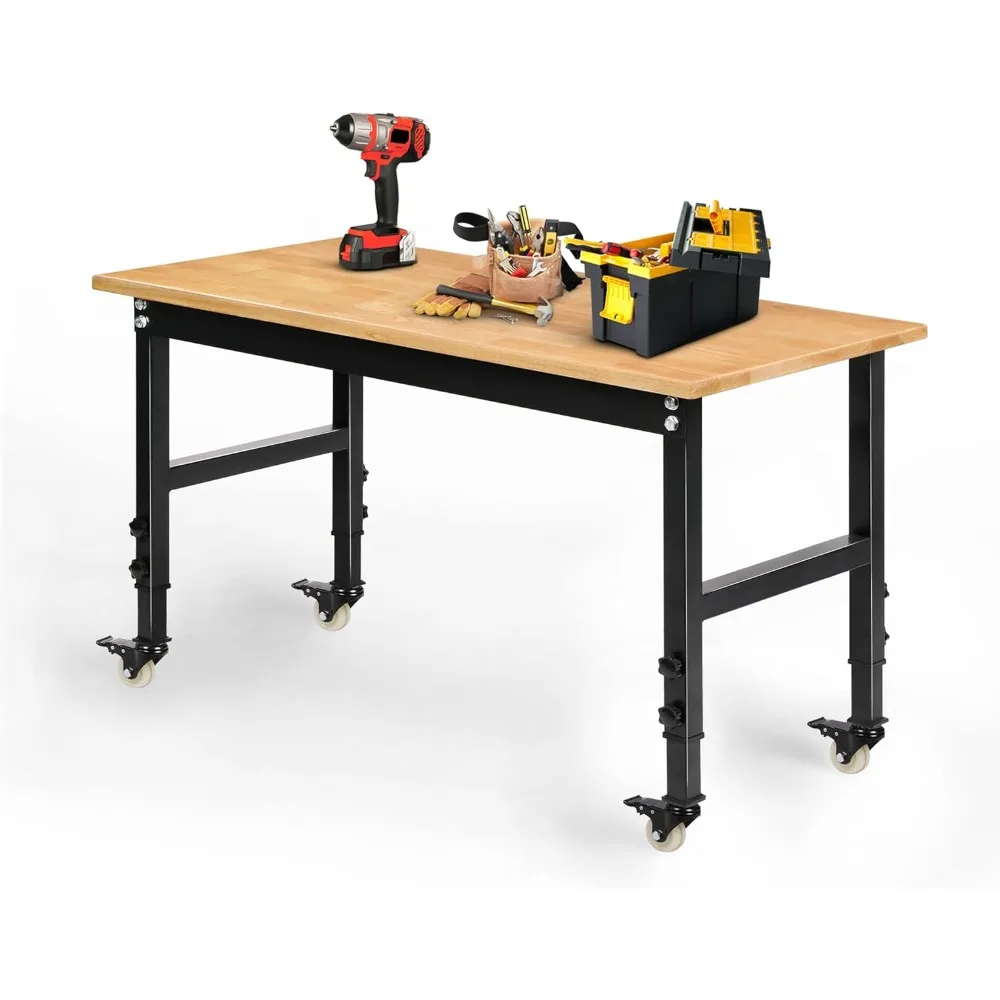 48" Heavy-Duty Adjustable Workbench for Garage, Rubber Wood Shop Table W/Metal Wheels, Hardwood Workstation Weight Capacity Over
48" Heavy-Duty Adjustable Workbench for Garage, Rubber Wood Shop Table W/Metal Wheels, Hardwood Workstation Weight Capacity Over