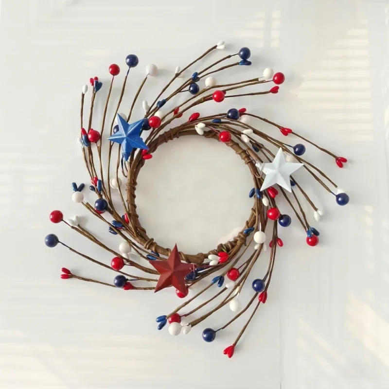 Red White Blue Berry Wreath, Independence Day Candle Ring, Table Centerpiece for American National Day Decor
Red White Blue Berry Wreath, Independence Day Candle Ring, Table Centerpiece for American National Day Decor