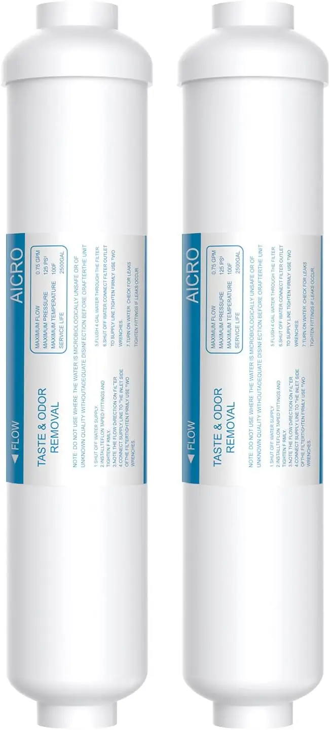 Inline Water Filter Replacement for Ice Maker, Fridge, RO System, 1/4" Compression, Pack of 2
Inline Water Filter Replacement for Ice Maker, Fridge, RO System, 1/4" Compression, Pack of 2