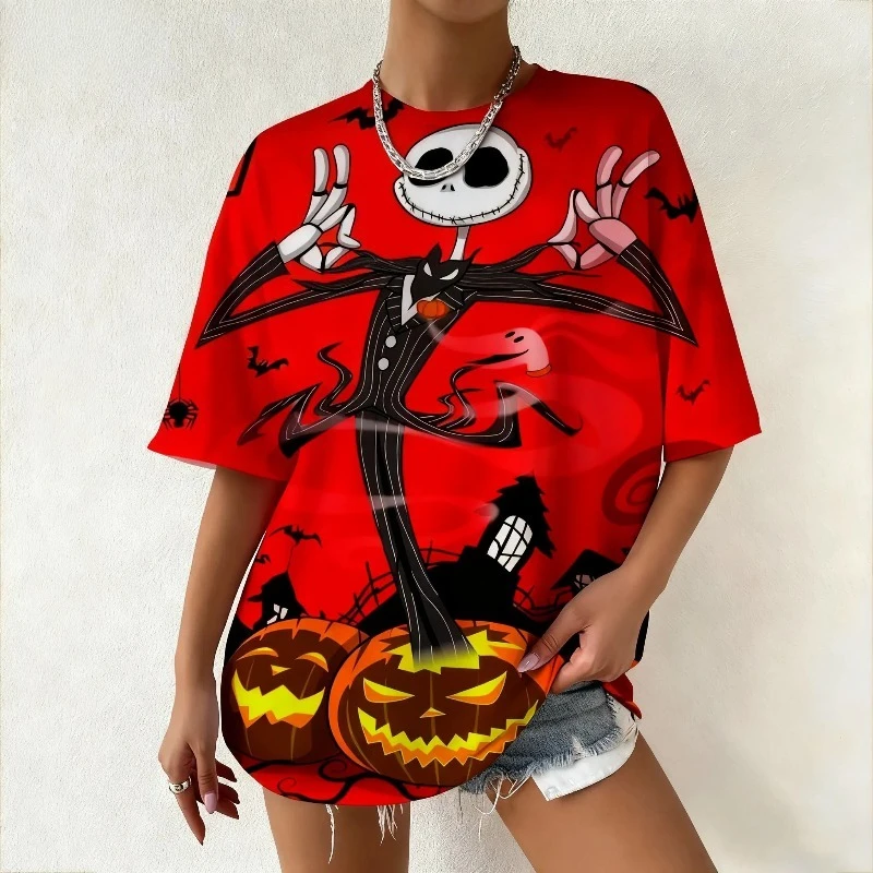 Женская футболка Disney Jack Skellington, летняя негабаритная футболка с короткими рукавами, повседневный стиль, модная одежда на Хэллоуин, повседневная футболка
Женская футболка Disney Jack Skellington, летняя негабаритная футболка с короткими рукавами, повседневный стиль, модная одежда на Хэллоуин, повседневная футболка