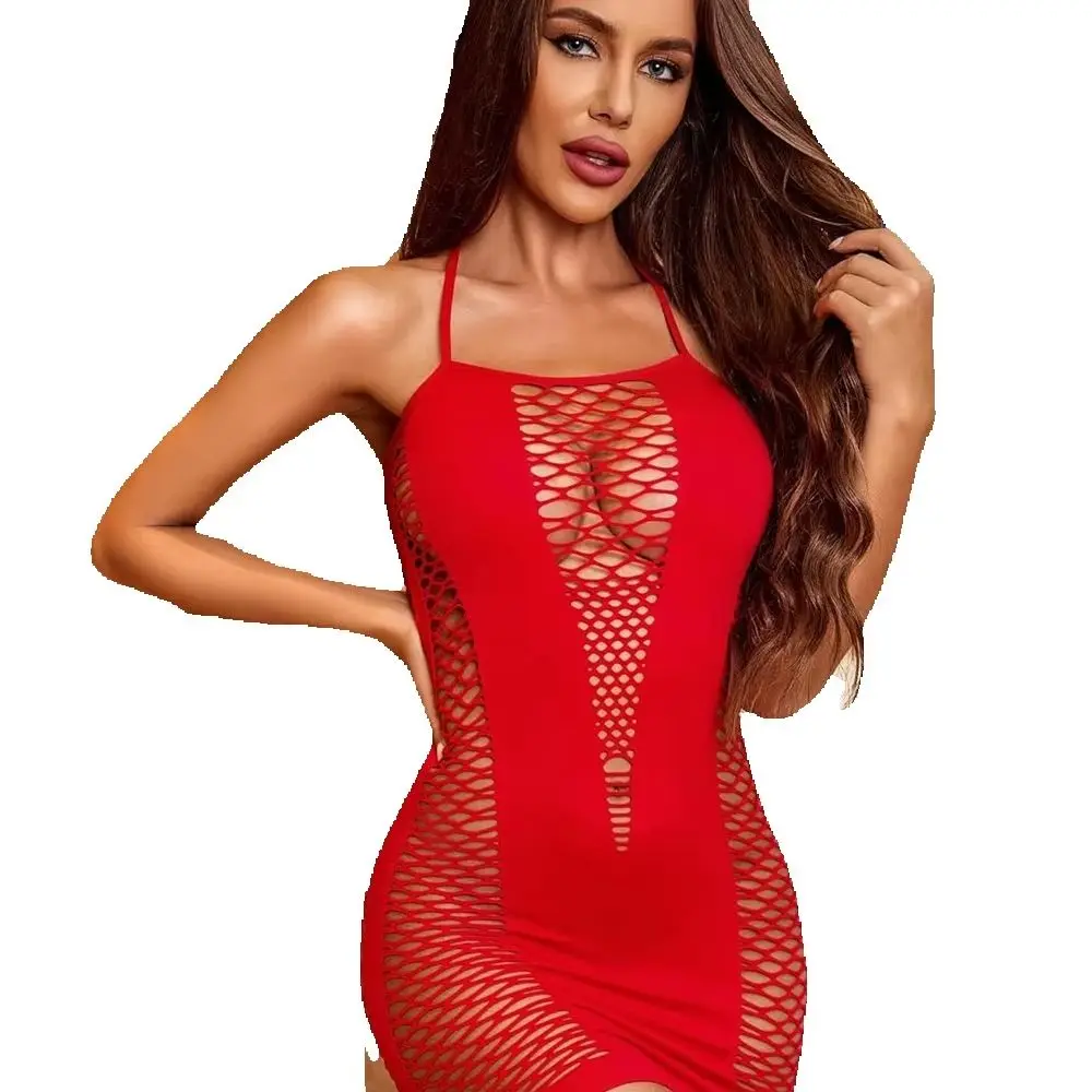 Fishnet Bodycon Lingerie Dress Hollow Out Halter Mini Dress Sexy See-Through Nightwear Seductive Cutout Party Outfits for Women
Fishnet Bodycon Lingerie Dress Hollow Out Halter Mini Dress Sexy See-Through Nightwear Seductive Cutout Party Outfits for Women