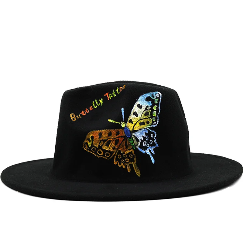 Colorful butterfly Graffiti Girl Fedora Hat Hats for Women Formal Wedding Decorate Black Panama Cap Fedoras Gorras Para Mujer
Colorful butterfly Graffiti Girl Fedora Hat Hats for Women Formal Wedding Decorate Black Panama Cap Fedoras Gorras Para Mujer