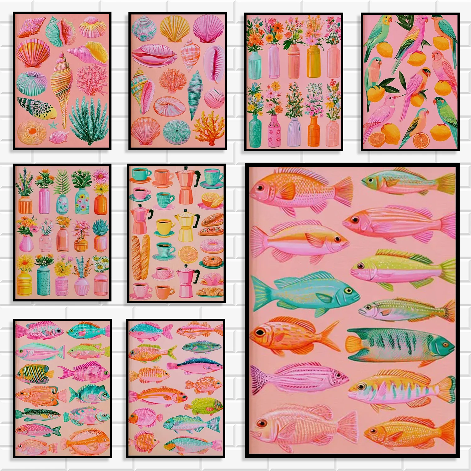 Pink Aesthetic Canvas Wall Art Set Dopamine Colorful Fish Seashell & Flower Prints Cute Preppy Style Posters Modern Home Decor
Pink Aesthetic Canvas Wall Art Set Dopamine Colorful Fish Seashell & Flower Prints Cute Preppy Style Posters Modern Home Decor
