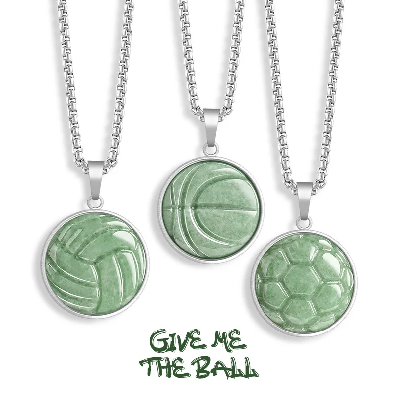 Natural A-grade Jade Basketball Football Volleyball Pendant Steel Titanium Necklace Ice Jadeite Commemorative Gifts Jewelry
Natural A-grade Jade Basketball Football Volleyball Pendant Steel Titanium Necklace Ice Jadeite Commemorative Gifts Jewelry