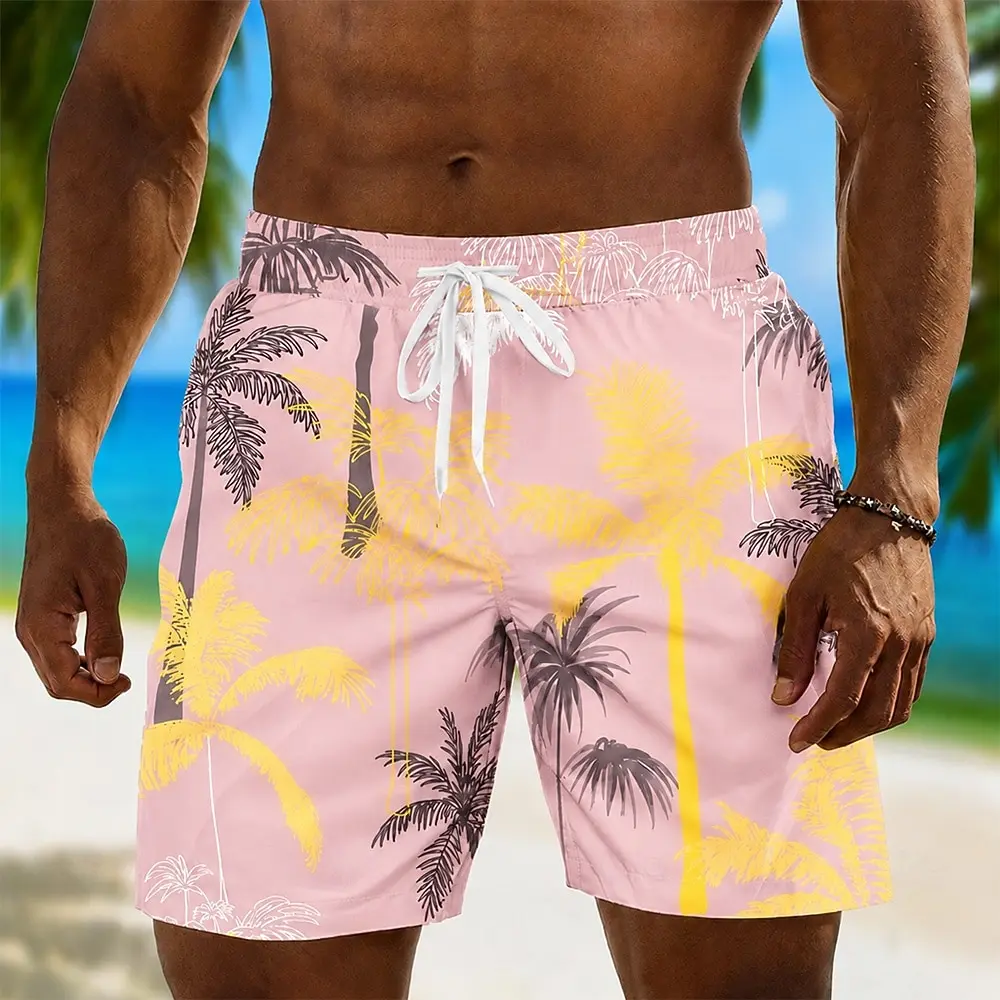 Men's Pink Palm Tree Print Drawstring Shorts, Casual Loose Swim Trunks for Spring Summer Beach & Vacation Wear
Men's Pink Palm Tree Print Drawstring Shorts, Casual Loose Swim Trunks for Spring Summer Beach & Vacation Wear