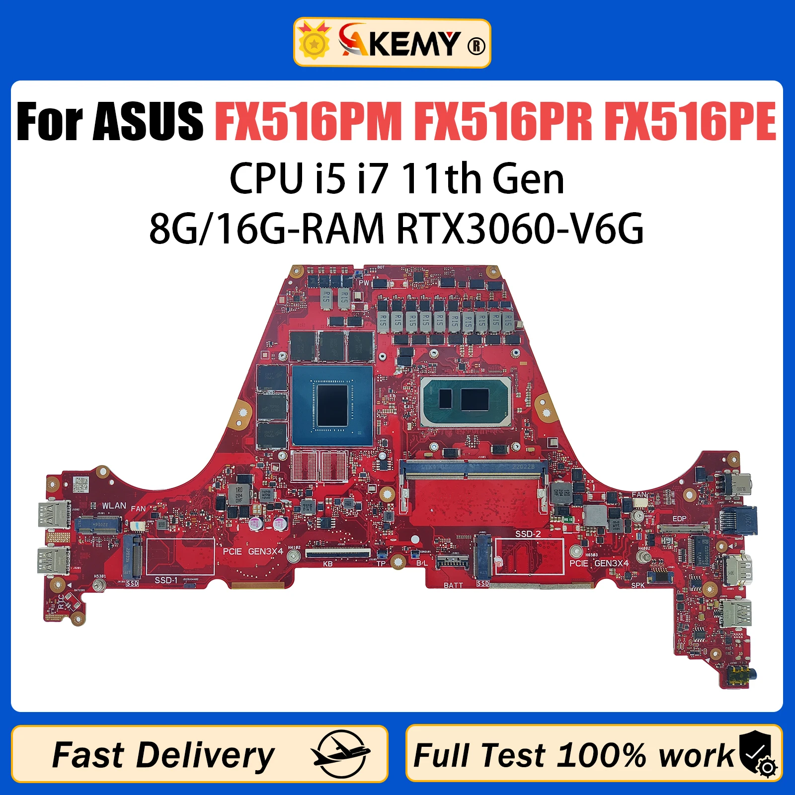 FX516PR Laptop Motherboard For ASUS TUF F15 FX516PM FX516PE FX516PM PX516P I5-11300H I7-11370H RTX3070 Mainboard
FX516PR Laptop Motherboard For ASUS TUF F15 FX516PM FX516PE FX516PM PX516P I5-11300H I7-11370H RTX3070 Mainboard