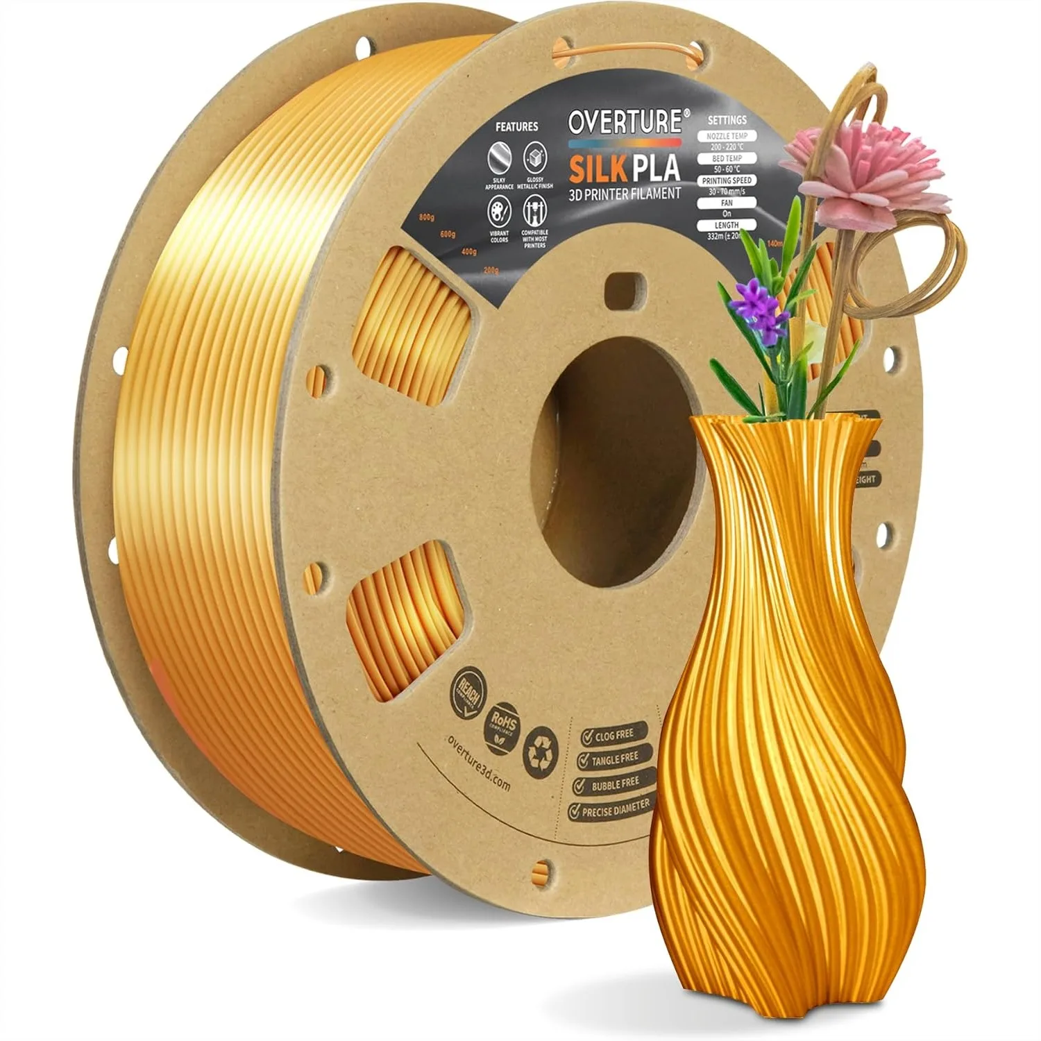 Silk PLA Filament 1.75mm, Clog-Free Shiny Metallic 3D Printer Filament, 1kg Spool, for Cosplay Jewelry Home Decor, Silk Light
Silk PLA Filament 1.75mm, Clog-Free Shiny Metallic 3D Printer Filament, 1kg Spool, for Cosplay Jewelry Home Decor, Silk Light