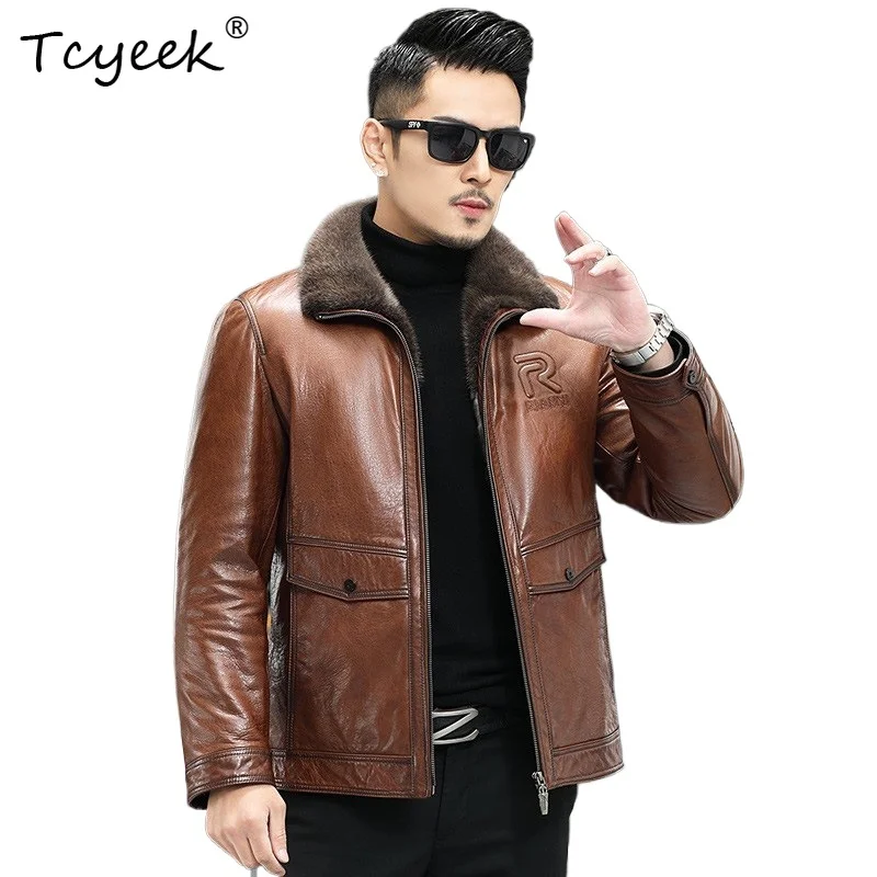 Tcyeek Real Sheepskin Autumn Winter Lapel Mink Inner Liner Solid Color Men's Genuine Leather Jacket Jaqueta De Couro Masculina
Tcyeek Real Sheepskin Autumn Winter Lapel Mink Inner Liner Solid Color Men's Genuine Leather Jacket Jaqueta De Couro Masculina