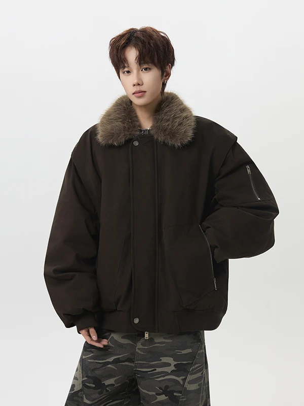 Men's Winter Thiened Cotton Jaet with Fur Collar Workwear Durable Ox Cloth Long Sve Zipper Closure Warm Youth Faion
Men's Winter Thiened Cotton Jaet with Fur Collar Workwear Durable Ox Cloth Long Sve Zipper Closure Warm Youth Faion
