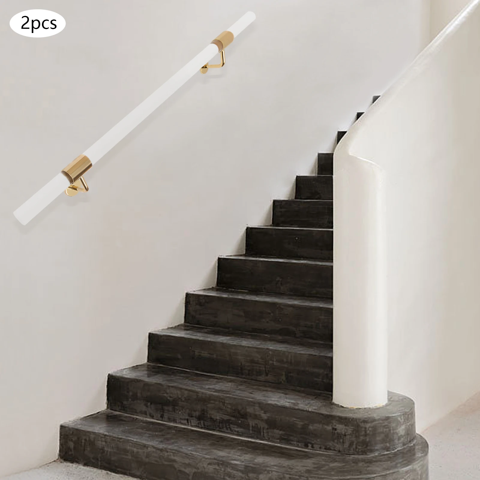 2 Pack Clear Acrylic Handrail for Stairs, 100cm Wall Mounted Railing with Golden Brackets - 40mm Diameter, 80kg Load Capacity
2 Pack Clear Acrylic Handrail for Stairs, 100cm Wall Mounted Railing with Golden Brackets - 40mm Diameter, 80kg Load Capacity