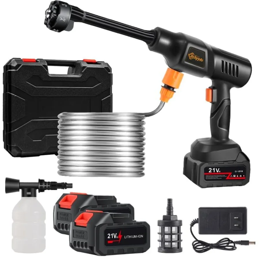 Portable Cordless Pressure Washer 40000 mAh Battery Powered Pressure Washer with 2 Rechargeable 4.0AH Batteries and 6-in-1 Nozz
Portable Cordless Pressure Washer 40000 mAh Battery Powered Pressure Washer with 2 Rechargeable 4.0AH Batteries and 6-in-1 Nozz