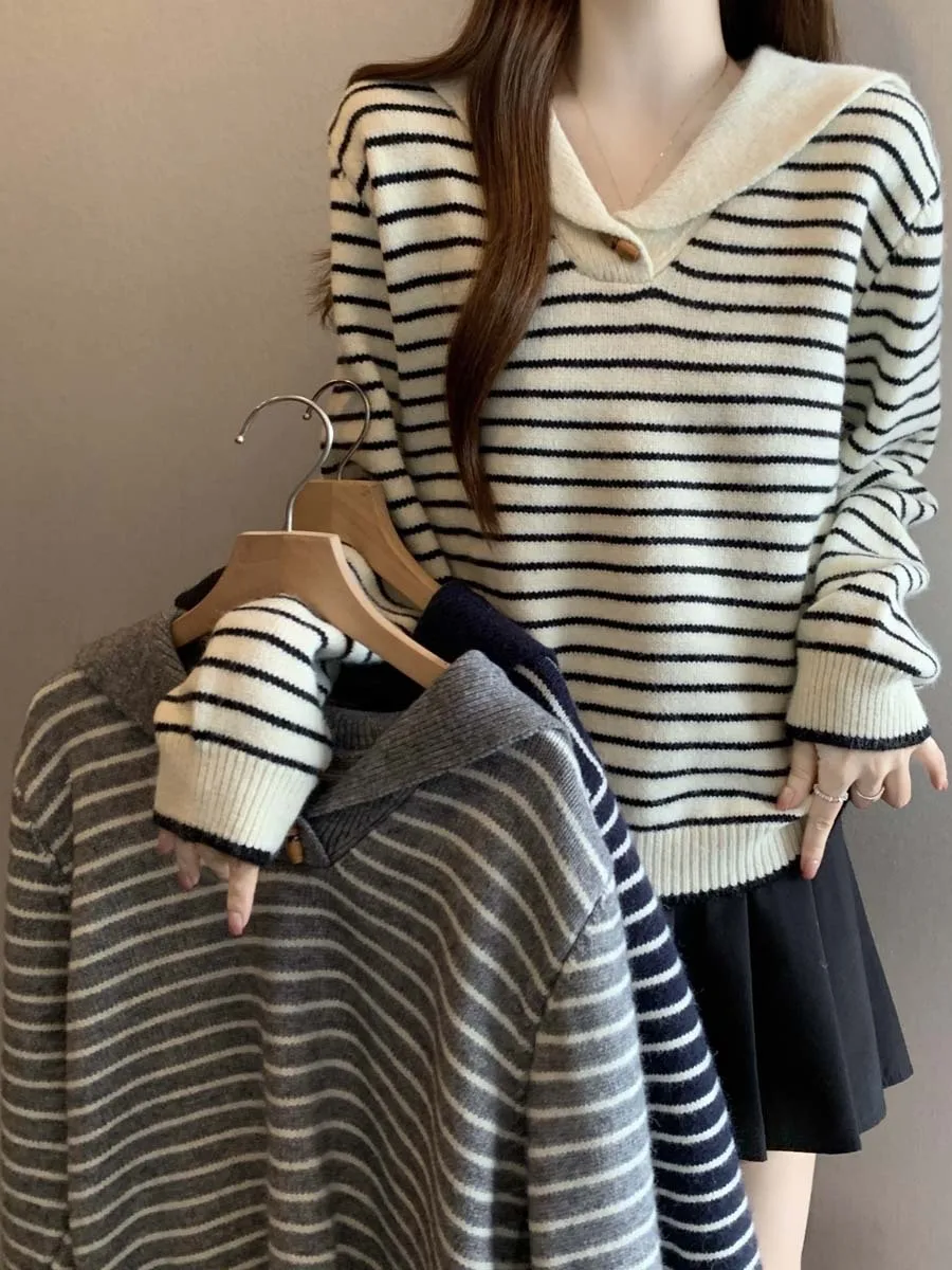 plus Size Casual Striped Long Sleeve Knitted Sweater Loose Fit Autumn Winter New Style Comfortable Slimming Design Women's Top
plus Size Casual Striped Long Sleeve Knitted Sweater Loose Fit Autumn Winter New Style Comfortable Slimming Design Women's Top