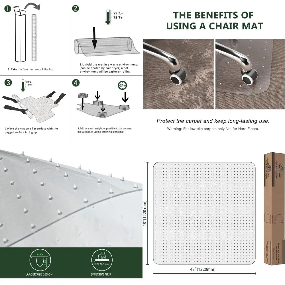 48 x 48 Clear Office Floor Protector Mat for Smooth Chair Movement on Hardwood and Tile Floors
48 x 48 Clear Office Floor Protector Mat for Smooth Chair Movement on Hardwood and Tile Floors