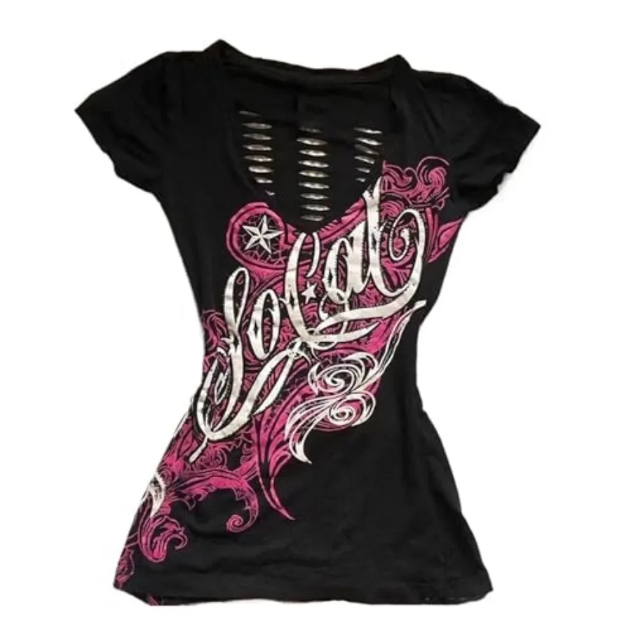 Emo Grunge Top Short Sleeve Y2k Shirts Vintage Streetwear Tops Women 2000s Fashion
Emo Grunge Top Short Sleeve Y2k Shirts Vintage Streetwear Tops Women 2000s Fashion