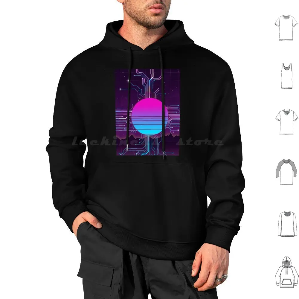 Circuits Of The Sun-Vaporwave Hoodie cotton Long Sleeve 8bit Camping Mountains Hiking Vaporwave Sun Glitch Art 1980s
Circuits Of The Sun-Vaporwave Hoodie cotton Long Sleeve 8bit Camping Mountains Hiking Vaporwave Sun Glitch Art 1980s