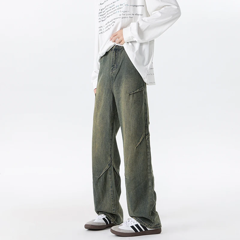 New high street retro jeans, American fashion straight leg casual pants, loose plus size fashionable jeans
New high street retro jeans, American fashion straight leg casual pants, loose plus size fashionable jeans