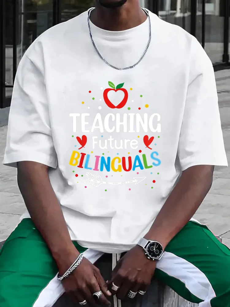 Dual Language Teacher Bilingual Teacher Men's T-shirt Short Sleeve Tees Loose T-shirt Man Tops New Men T shirt Cotton Print Tee
Dual Language Teacher Bilingual Teacher Men's T-shirt Short Sleeve Tees Loose T-shirt Man Tops New Men T shirt Cotton Print Tee