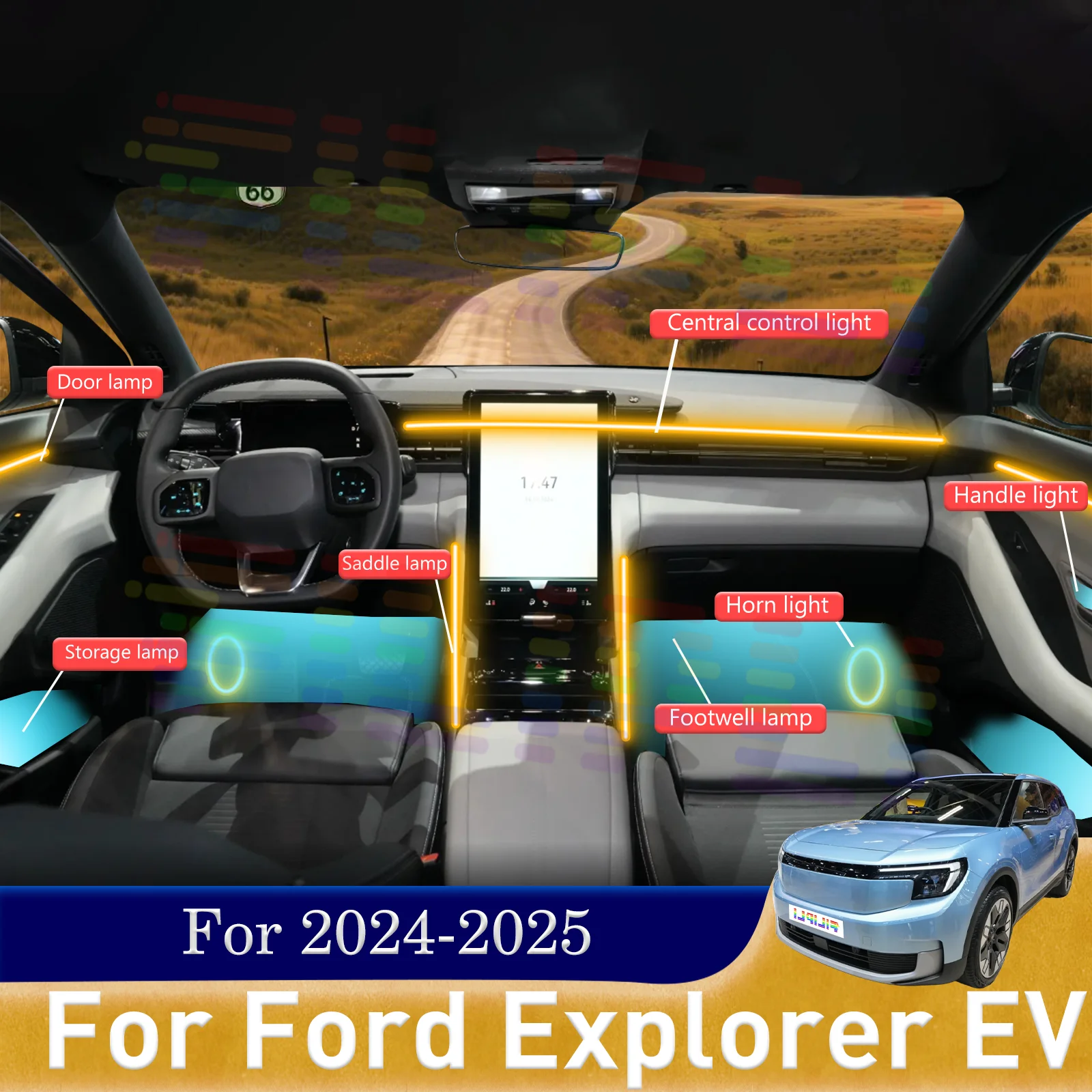 For Ford Explorer EV For 2024-2025 Car Interior Decorative Ambient Light RGB 64-Color LED Secure-Fit Installation Kit
For Ford Explorer EV For 2024-2025 Car Interior Decorative Ambient Light RGB 64-Color LED Secure-Fit Installation Kit