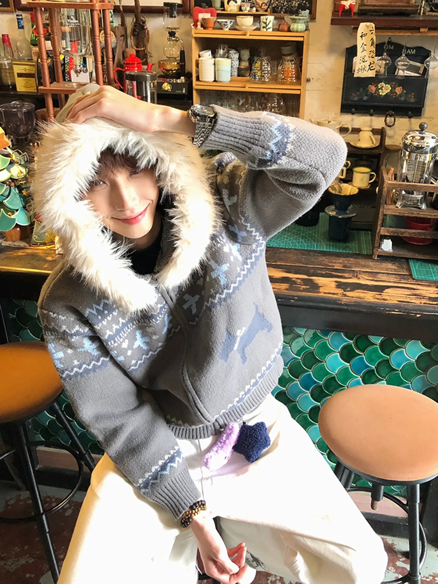 Cisas Theme Lazy Sle Men's Knitted Cardigan Sweater with Fur Collar Zipper Closure Warm Thiened Long Sve Winter Coat
Cisas Theme Lazy Sle Men's Knitted Cardigan Sweater with Fur Collar Zipper Closure Warm Thiened Long Sve Winter Coat