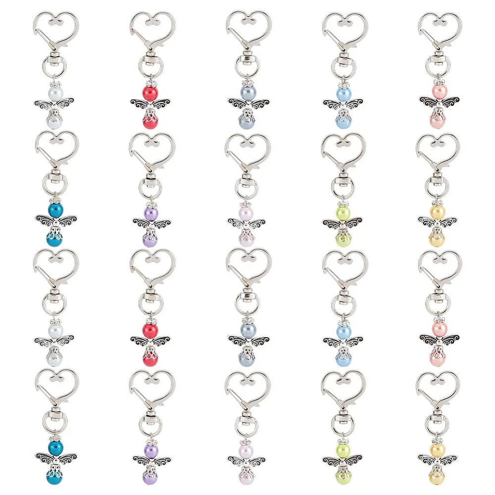 Glass Pearl Keychain with Heart Shape Zinc Alloy Swivel Lobster Clasps Style Alloy Beads Angel Mixed Color 6.1cm 10pcs/set
Glass Pearl Keychain with Heart Shape Zinc Alloy Swivel Lobster Clasps Style Alloy Beads Angel Mixed Color 6.1cm 10pcs/set