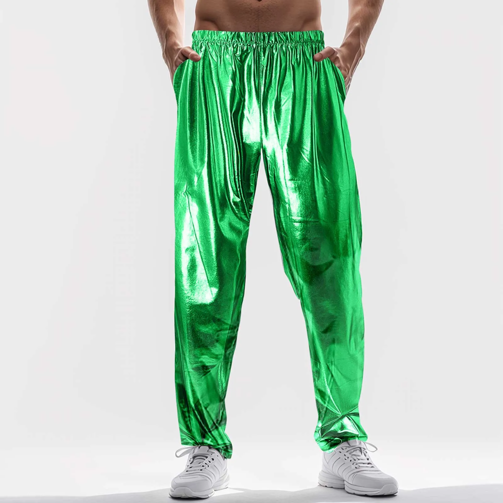 Men's Metallic Shiny Pants Casual Nightclub Disco Pants Elastic Waist Trousers Solid Color Straight Party Wear Male Trousers
Men's Metallic Shiny Pants Casual Nightclub Disco Pants Elastic Waist Trousers Solid Color Straight Party Wear Male Trousers