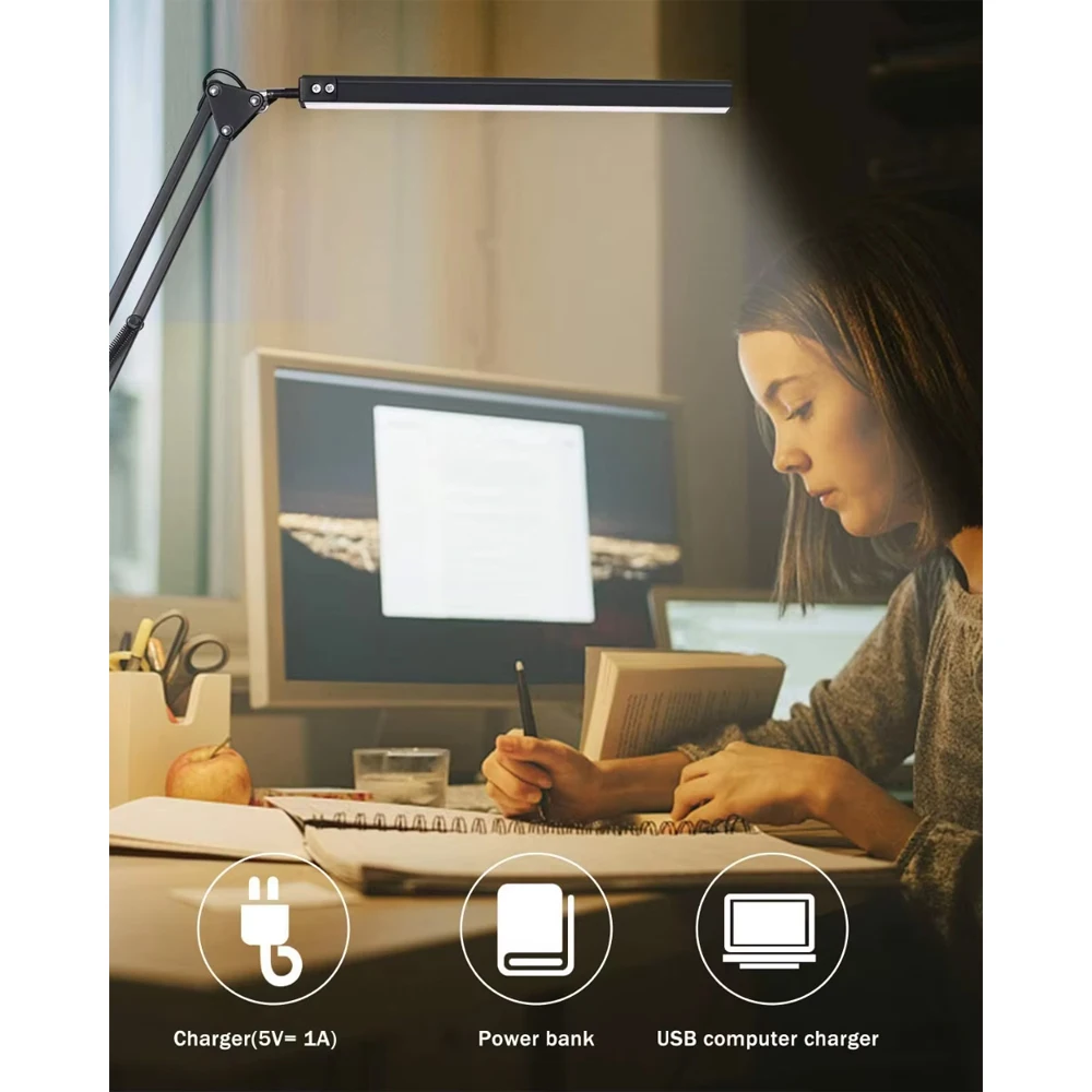 LED Desk Lamp with Clamp 10W Swing Arm Desk Lamp Dimmable Eye-Caring Desk Light with 10 Brightness Level 3 Lighting Modes
LED Desk Lamp with Clamp 10W Swing Arm Desk Lamp Dimmable Eye-Caring Desk Light with 10 Brightness Level 3 Lighting Modes