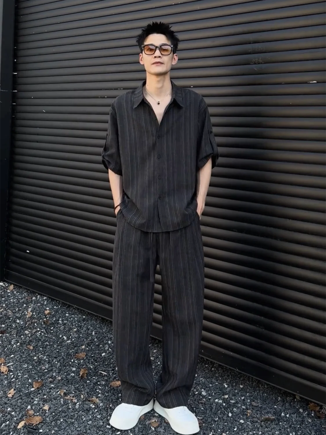 Summer Men's Fashion Casual Striped Short Sleeve Shirt And Pants Two-Piece Set Comfortable Breathable Polyester Cotton Blend
Summer Men's Fashion Casual Striped Short Sleeve Shirt And Pants Two-Piece Set Comfortable Breathable Polyester Cotton Blend