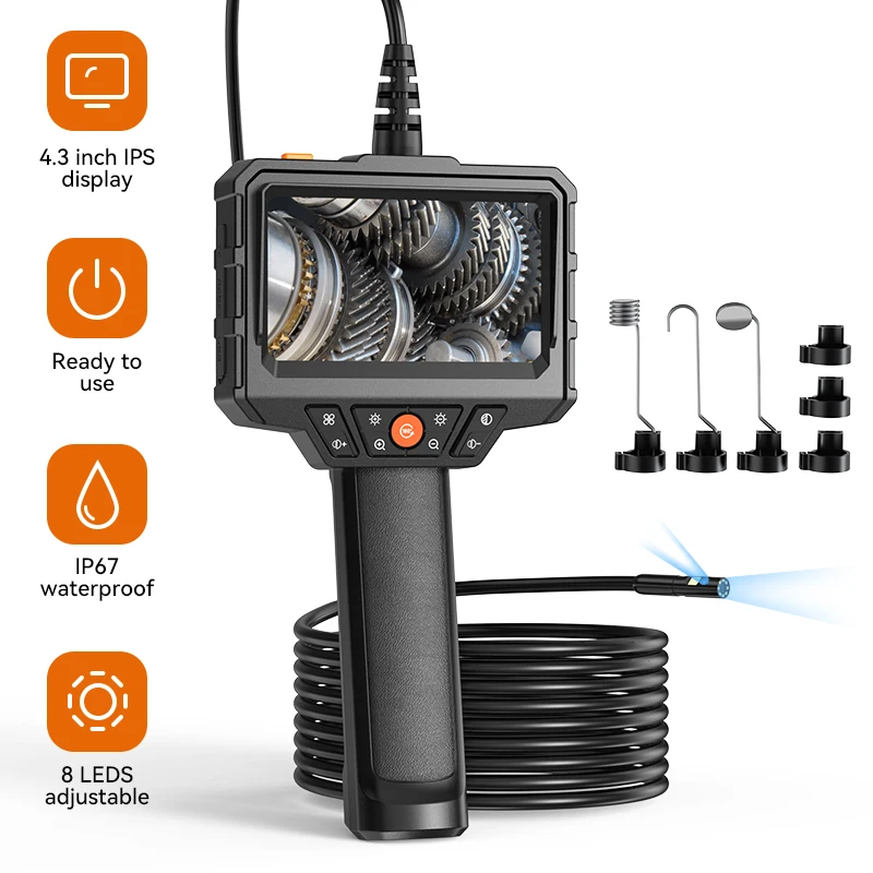 1080P Industrial Endoscope Single/Dual Lens Automotive Borescope 4.3 Inch IP67 Drain Pipe Channel Inspection Camera for Pipe Car
1080P Industrial Endoscope Single/Dual Lens Automotive Borescope 4.3 Inch IP67 Drain Pipe Channel Inspection Camera for Pipe Car