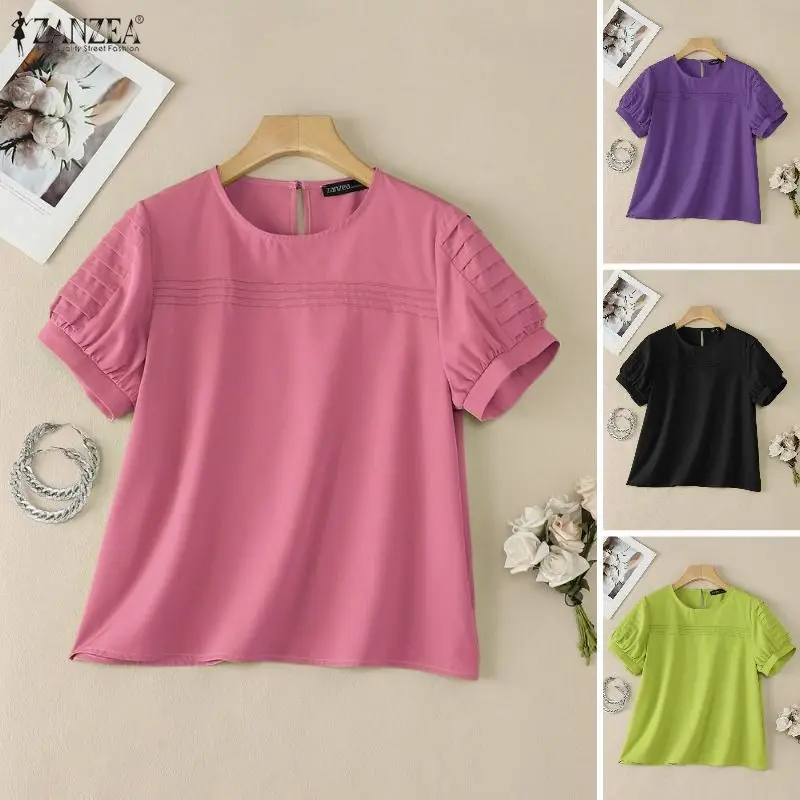 2026 Summer Women Tops ZANZEA O Neck Short Sleeve Blouse Elegant Solid OL Work Pleated Shirt Casual Loose Blusas Mujer Femme
2026 Summer Women Tops ZANZEA O Neck Short Sleeve Blouse Elegant Solid OL Work Pleated Shirt Casual Loose Blusas Mujer Femme