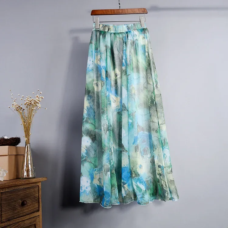 Floral Printed Bohemian Women Retro Style Graceful Chiffon Temperament Long Skirts Summer Beach High Waist Casual Skirts 2025
Floral Printed Bohemian Women Retro Style Graceful Chiffon Temperament Long Skirts Summer Beach High Waist Casual Skirts 2025