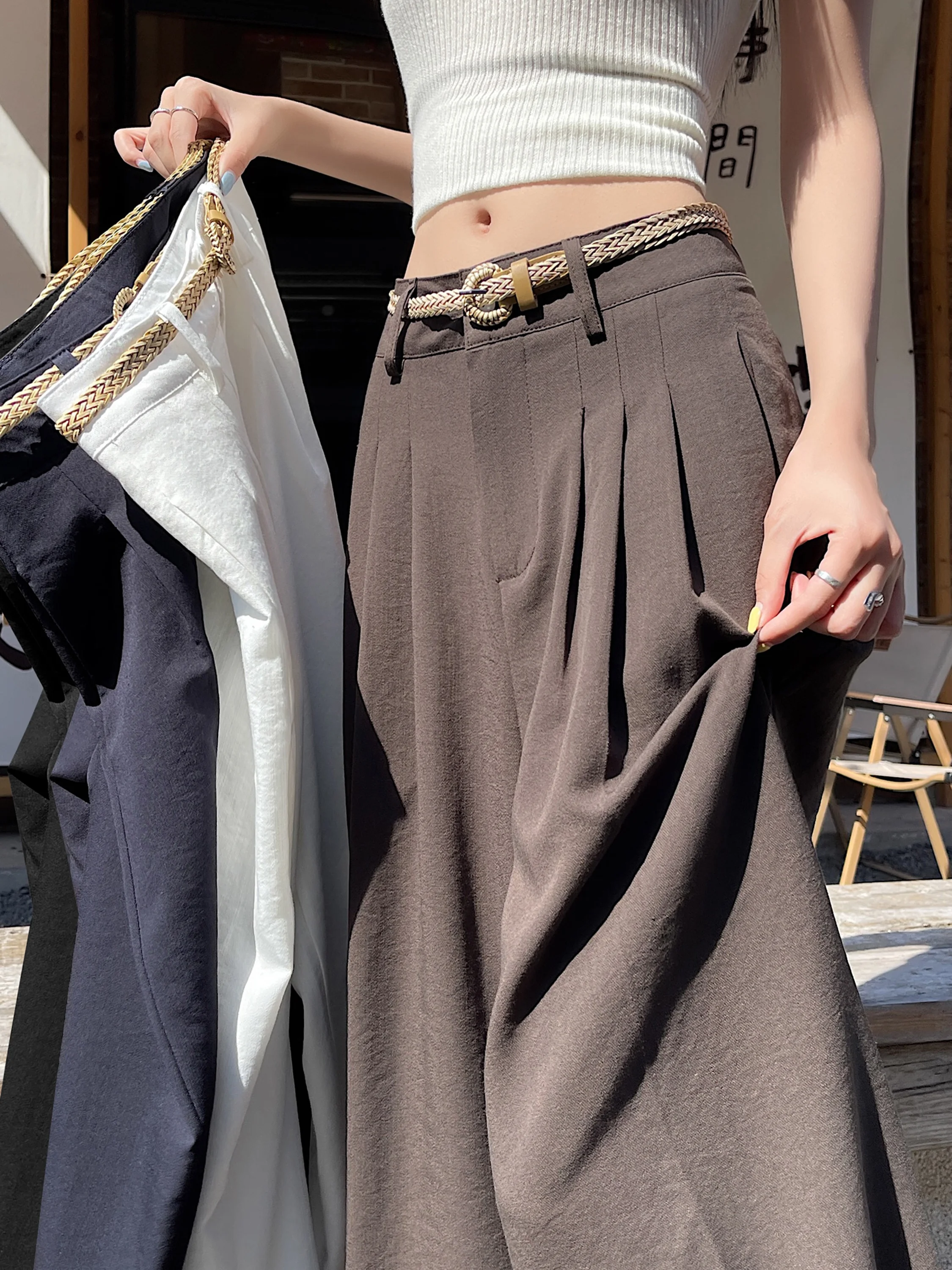 Ice Silk Cotton Linen Wide Leg Pants Women Summer New Loose Slimming Casual Drape Straight Tube Match All Floor-Length Pants
Ice Silk Cotton Linen Wide Leg Pants Women Summer New Loose Slimming Casual Drape Straight Tube Match All Floor-Length Pants