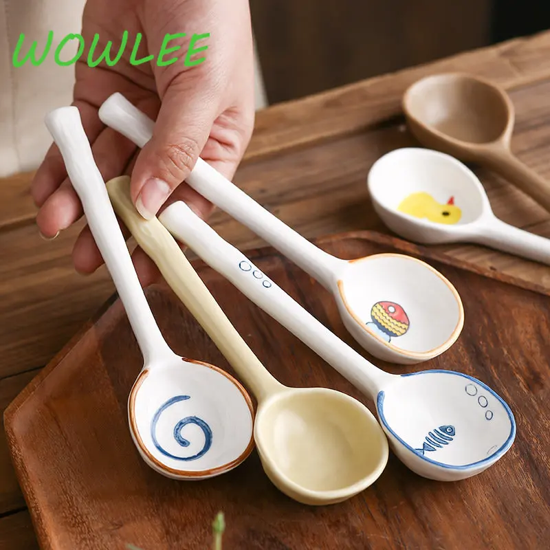 Japanese Ceramic Soup Spoon Long Handle For Ramen Noodle Soup Heat Resistant Teaspoon Kitchen Tableware Utensil
Japanese Ceramic Soup Spoon Long Handle For Ramen Noodle Soup Heat Resistant Teaspoon Kitchen Tableware Utensil